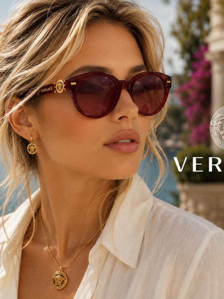 Nwt Versace Ve4442 Opal Red/Dark Violet Sunglasses W/ Box, Case & Tags